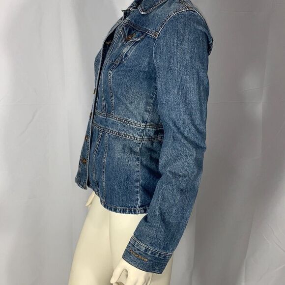 Vintage DKNY Jeans Denim Jacket Medium Y2K Mid Blue Peplum Trucker Womens - Picture 7 of 13